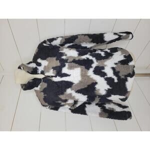 Eddie Bauer Small Black grey & white pullover fleece top